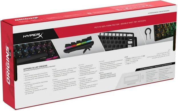 HyperX Клавиатура Alloy Origins 60 Red USB RGB ENG/RU Black 4P5N0AA фото