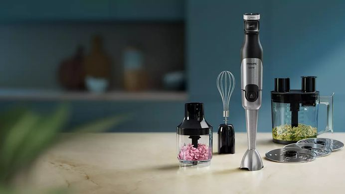 Philips Блендер погружной Series 5000, 1200Вт, 5в1, чопер, терки, черный