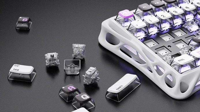 GravaStar Клавиатура механическая Mercury V75 80keys, Magnetic Jade Pro, 8K, USB-A, RGB, Mecha Gray GS_V75_GWT фото