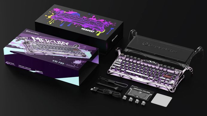 GravaStar Клавіатура механічна Mercury V75 Pro 80keys, Magnetic Jade Gaming, 8K, USB-A, RGB, Iron Purple GS_V75_PRO_PL фото