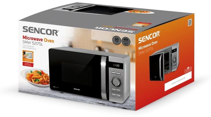 Мікрохвильова піч Sencor, 17л, 800Вт, дисплей, сріблястий SMW5217SL фото