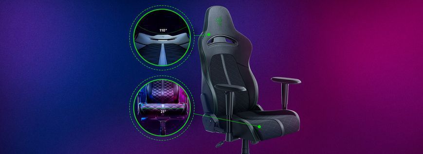 Razer Крісло Enki X ПУ шкіра, 2D-Armrests, чорно-зелений RZ38-03880100-R3G1 фото