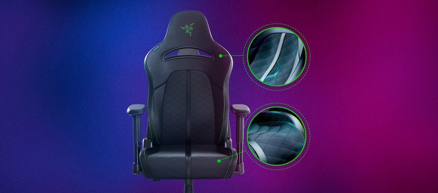 Razer Крісло Enki X ПУ шкіра, 2D-Armrests, чорно-зелений RZ38-03880100-R3G1 фото