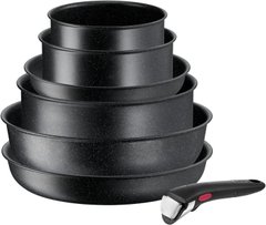 Tefal Набір посуду Ingenio Black Stone, змінна ручка, 7предметів, алюміній, бакеліт, чорний L3998702 фото