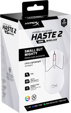 HyperX Миша Pulsefire Haste 2 mini, RGB, USB-A/WL/BT, білий 7D389AA фото