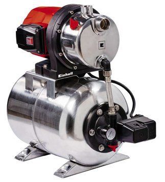 Einhell Насосная станция GC-WW 1250 NN, 1200 Вт, 5000 л/ч, бак 20 л, выс. 50 м, глуб. 8 м, нержавеющая сталь, 14.7 кг 4173490 фото