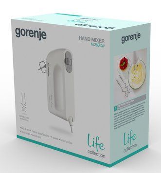 Міксер Gorenje M360CW/ручний/345 Вт/5 швидкостей/2 насадки/турбо-режим/ білий M360CW фото