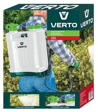 Verto Обприскувач, помповий, пластмаса, 3.5 Бар, 1.6 л/хв, 20л 15G508 фото