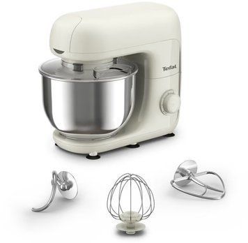 Tefal Міксер планетарний Bake Essential 800Вт, насадки-3, чаша-нерж., метал, 4.8л, білий QB160138 фото
