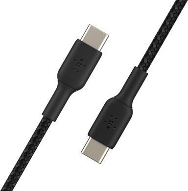 Belkin Кабель USB-C > USB-C заряджання/синхронізації 1м, 60Вт, Type-C, плетений, чорний CAB004BT1MBK фото