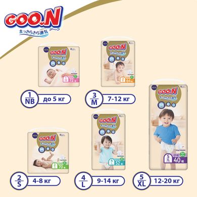 Підгузки GOO.N Premium Soft для дітей 12-20 kg (розмір 5(XL), на липучках, унісекс, 80 шт) 863226-2 фото