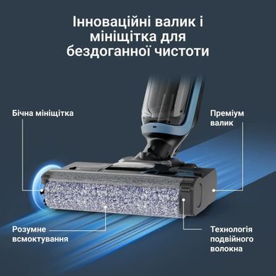 Rowenta Пилосос Rowenta безпровідний миючий X-Clean 2, 120Вт, конт пил -0.44л, конт для води-0.73л, автон. робота до 35хв, вага-5кг, НЕРА, чорно-блакитний GZ2271E0 фото