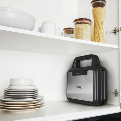 Tefal Мультимейкер UltraCompact 3in1 700Вт, тефлон, 3 пластини, корпус-метал, чорно-сірий SW383D10 фото