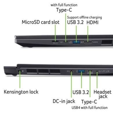 Acer Ноутбук Nitro 14 AN14-41 14.5" WUXGA IPS, AMD R5-8645HS, 16GB, F512GB, NVD4050-6, Lin, черный NH.QSREU.004 фото