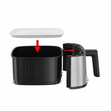 Tefal Мультипіч Easy Fry Silence, 1670Вт, чаша-5л, сенсорне керув., 10 програм, пластик, нерж. сталь-чорний EY552DE0 фото