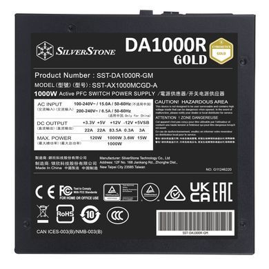 SilverStone Блок живлення Decathlon Cybenetics DA1000R-GM (1000W), >90%, 80+ Gold, 135mm SST-DA1000R-GM фото