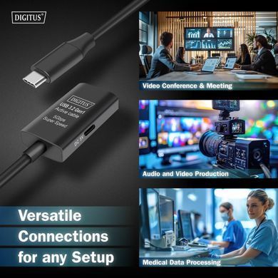 Digitus Подовжувач USB 3.2 Gen1 Active Cable 5G, C/M-C/F, 10м, чорний DA-73109 фото