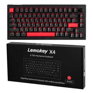 Lemokey Клавиатура механическая X4 84Key, Keychron Brown, USB-A, QMK/VIA, Hot-Swap, EN/UKR, Red led, чорний X4-A3-UA фото