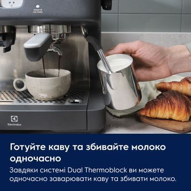 Electrolux Кофеварка рожоковая , 3л, зерно+мол., ручной капуч, кофемолка, подача гар.воды, подогрев чашек, черный E8EC1-8BP фото