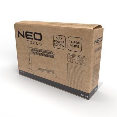 Neo Tools Конвектор, 25м2, 2000Вт, мех. упр-ние, с терморегулятором, открытый нагрев. элемент, белый 90-155 фото