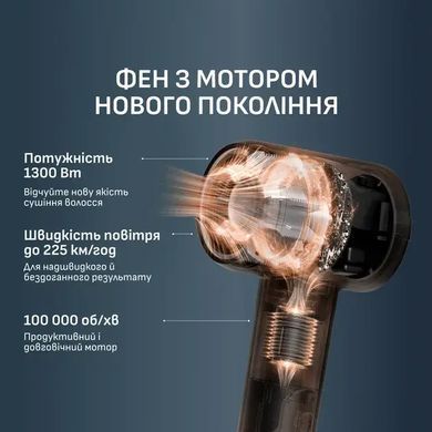 Rowenta Фен Blumia, 1300Вт, 3 режими, іоніз-я, хол. обдув, дисплей, рожевий HY5N11E0 фото