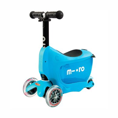 Самокат MICRO серии "Mini2go Deluxe Plus" - ГОЛУБОЙ (до 50 kg, до 20 kg с сидением, 3-х колесный) MMD034 фото