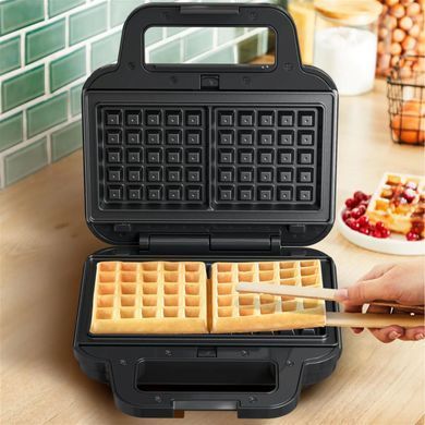 Tefal Мультимейкер UltraCompact 3in1 700Вт, тефлон, 3 пластини, корпус-метал, чорно-сірий SW383D10 фото