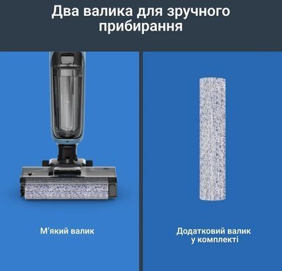 Rowenta Пилосос Rowenta безпровідний миючий X-Clean 2, 120Вт, конт пил -0.44л, конт для води-0.73л, автон. робота до 35хв, вага-5кг, НЕРА, чорно-блакитний GZ2271E0 фото