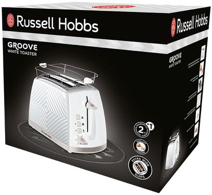 Тостер Russell Hobbs Groove 2 Slice, 850Вт, пластик, подогрев, розморозка, белый 26391-56 фото