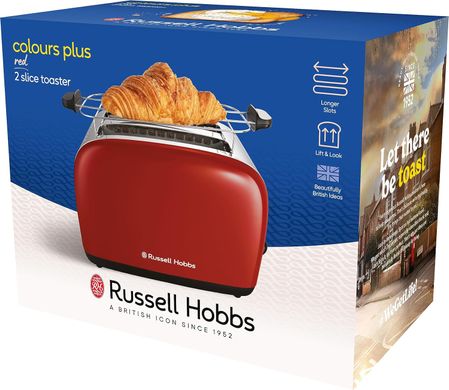 Russell Hobbs Тостер Colours Plus, 1600Вт, нержавейка, подогрев,разморозка, красный 26554-56 фото