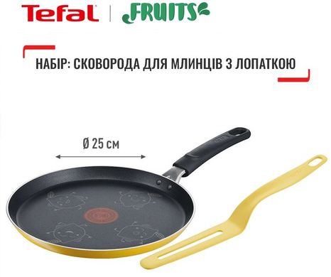 Сковорода Tefal Fruits для млинців+лопатка, d=25 см, покриття Titanium, Thermo-Spot, алюм., лимон B4381002 фото