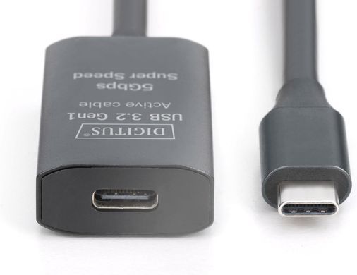 Digitus Подовжувач USB 3.2 Gen1 Active Cable 5G, C/M-C/F, 10м, чорний DA-73109 фото