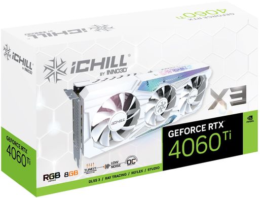 Inno3d Видеокарта GeForce RTX 4060 Ti 8GB GDDR6 ICHILL X3 белый C406T3-08D6X-17113280 фото