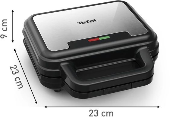 Tefal Мультимейкер UltraCompact 3in1 700Вт, тефлон, 3 пластини, корпус-метал, чорно-сірий SW383D10 фото