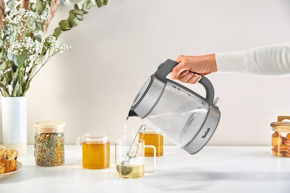 Tefal Электрочайник Glass Kettle, 1,7л, стекло, серый KI740B30 фото