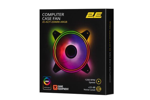 Корпусный вентилятор 2E Gaming Air Cool Infinity M ACF120IMW-ARGB, 120mm, 1200rpm, 3pin, 3pin+5VAura, 22dBa 2E-ACF120IMW-ARGB фото