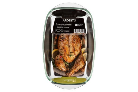 ARDESTO Форма для запікання з кришкою Ardesto Black Mars 33x19x13см, боросилікатне скло, прямокутна, прозорий AR2409BGB фото
