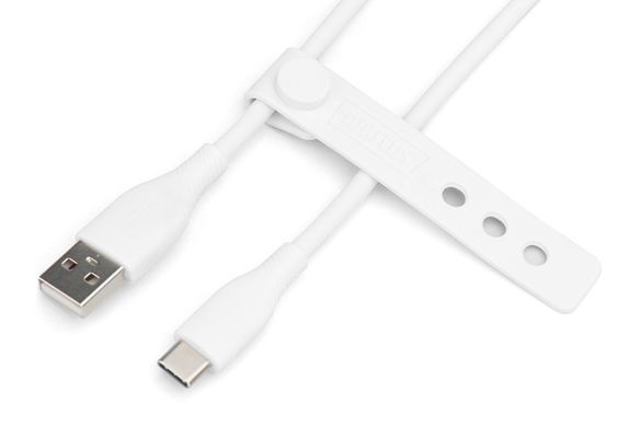Digitus Кабель USB-A > USB-C зарядки/синхронизации, 1м, USB 2.0, 60W, силиконовый, белый AK-300340-010-W фото