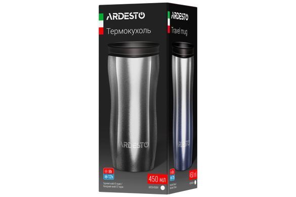 ARDESTO Термочашка Metallic 450 мл, нержавеющая сталь, черный AR2645BM фото