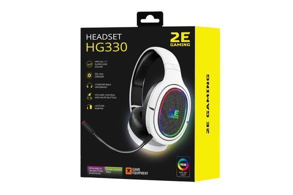 2E Gaming Гарнитура игровая HG330, 7.1, USB-A, RGB, 2м, белый 2E-HG330WT-7.1 фото