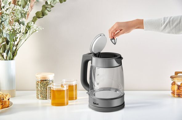 Tefal Электрочайник Glass Kettle, 1,7л, стекло, серый KI740B30 фото