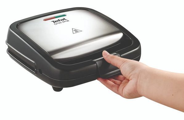 Tefal Сендвічмейкер Tefal Croc Time 700Вт, 1 пластина-гриль, корпус-пластик, чорно-сріблястий SM193D34 фото