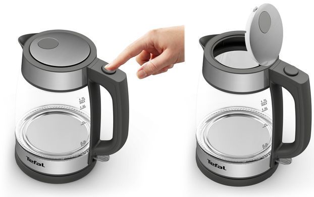 Tefal Электрочайник Glass Kettle, 1,7л, стекло, серый KI740B30 фото