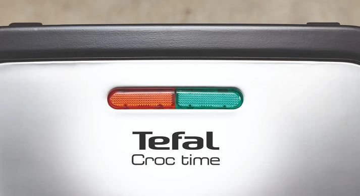 Tefal Сендвічмейкер Tefal Croc Time 700Вт, 1 пластина-гриль, корпус-пластик, чорно-сріблястий SM193D34 фото