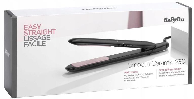 BaByliss Випрямляч, 41Вт, темп.режимов-2, 200 - 230С, кераміка, чорний ST241E фото