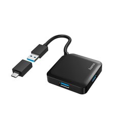 USB-хаб Hama 4 Ports USB 3.2, USB-C Adapter Black - купити в інтернет-магазині Coolbaba Toys