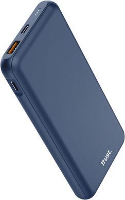 Trust Акумулятор портативний літій-іонний power bank Trust Redoh, 10000мА&middot;год, USB-A/2хUSB-C, 18W, QC 3.0, PD, синій 25032_TRUST фото
