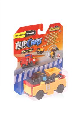 Машинка-трансформер Flip Cars 2 в 1 Строительный транспорт, Фронтальный погрузчик и Пожарный автомобиль EU463875-14 фото