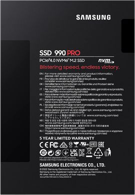 Samsung Накопичувач SSD M.2 2TB PCIe 4.0 990PRO MZ-V9P2T0BW фото