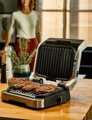 Tefal Гриль прижимной OptiGrll 2в1 Inox, 2100Вт, темп. режимов-4, съёмные пластины, металл GC772D30 фото